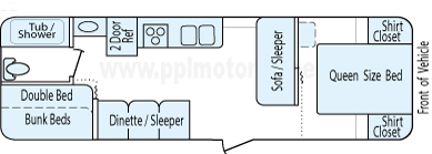 29' 2014 Forest River X-Lite - Bunk House Floorplan