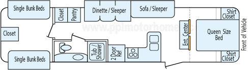 36' 2009 Keystone Mountaineer w/3 Slides - Bunk House Floorplan