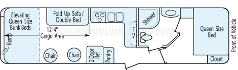 33' 2010 Keyston Fuzion w/Generator - Toy Hauler - Bunk House Floorplan
