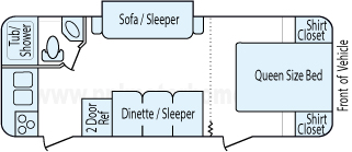 25' 2013 K-Z Sportsmen w/Slide Floorplan