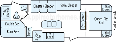 30' 2013 Crossroads Sunset Trail w/2 Slides - Bunk House Floorplan