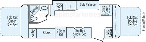 23' 2012 Rockwood Roo w/Slide Floorplan