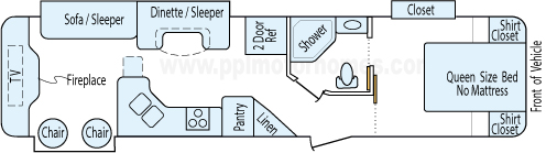 35' 2013 Lacrosse By Forest River Luxury Lite w/3 Slides Floorplan