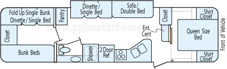 33' 2013 Crossroads Longhorn Texas Edition w/Slide - Bunk House Floorplan