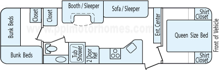 33' 2013 Coachmen Catalina Santara w/Slide - Bunk House Floorplan