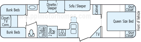 35' 2012 Pacific Coachworks Tango w/Slide - Bunk House Floorplan