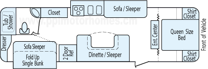 33' 2009 Keystone Passport w/2 Slides - Bunk House Floorplan