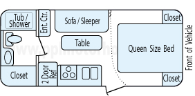 23' 2013 Skyline Corp Nomad Joey w/Slide Floorplan