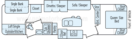 34' 2014 Keystone Sprinter w/3 Slides - Bunk House Floorplan