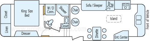 38' 2012 Open Range Journeyer w/3 Slides Floorplan