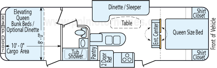 34' 2013 Keystone Fuzion w/2 Slides & Generator - Toy Hauler - Bunk House Floorplan