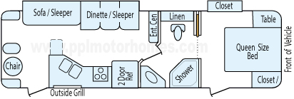 31' 2015 Forest River Rockwood Ultra Lite w/2 Slides Floorplan