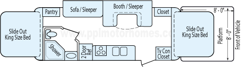 32' 2009 K-Z Coyote Rock Climber w/Slide - Toy Hauler Floorplan