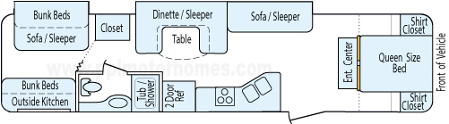 35' 2012 Heartland North Trail w/2 Slides - Bunk House Floorplan
