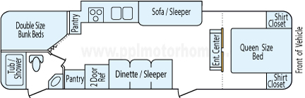 30' 2013 Winnebago Raven Ultra Lite w/Slide - Bunk House Floorplan
