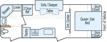 25' 2013 Keystone Bullet w/Slide Floorplan