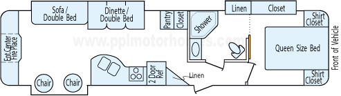 35' 2014 Coachmen Freedom Express Liberty w/3 Slides Floorplan