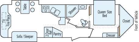 34' 2011 Flagstaff V-Lite w/3 Slides Floorplan