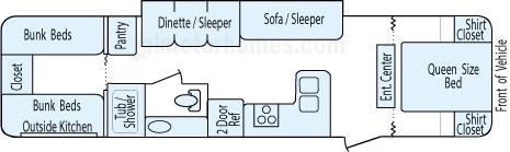 33' 2010 Forest River Rockwood w/Slide - Bunk House Floorplan
