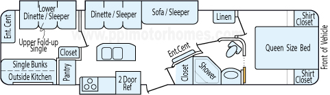 37' 2013 Heartland North Trail Caliber w/3 Slides - Bunk House Floorplan