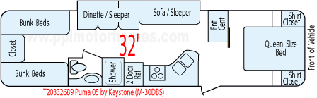 32' 2005 Palomino Puma w/Slide - Bunk House Floorplan