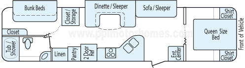 36' 2007 Dutchmen Adirondack w/2 Slides - Bunk House Floorplan