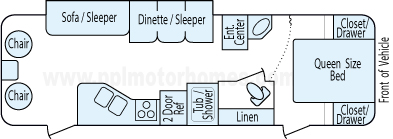 28' 2008 Holiday Rambler Aluma Lite w/Slide Floorplan