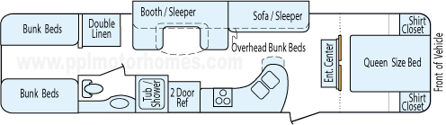36' 2013 Forest River Cherokee Grey Wolf w/Slide - Bunk House Floorplan