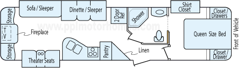 35' 2014 Keystone Outback w/3 Slides Floorplan