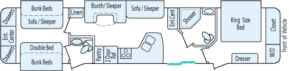 42' 2013 Palomino Puma w/4 Slides - Bunk House Floorplan