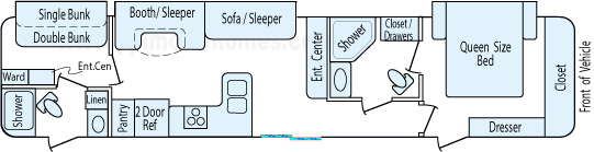 40' 2016 Forest River Wildwood Dlx w/3 Slides - Bunk House Floorplan