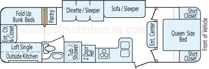 32' 2016 Gulf Stream Ameri-Lite w/Slide - Bunk House Floorplan