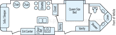 34' 2014 Flagstaff/Forest River V-Lite w/3 Slides Floorplan