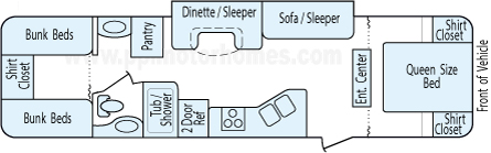 34' 2012 Cherokee Grey Wolf w/Slide - Bunk House Floorplan