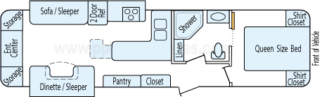 31' 2013 Rockwood Ultra Lite w/3 Slides Floorplan