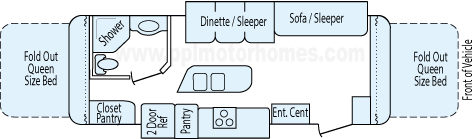 29' 2013 Forest River Rockwood Roo w/2 Slides Floorplan