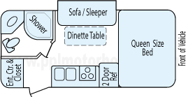 21' 2011 Forest River Surveyor w/Slide Floorplan