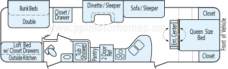35' 2012 Forest River Lacrosse w/2 Slides - Bunk House Floorplan