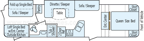 35' 2011 Heartland Caliber w/2 Slides Floorplan