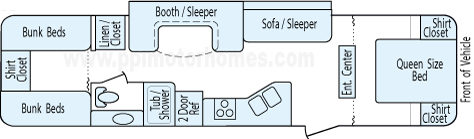 34' 2013 Forest River/Cherokee Grey Wolf w/Slide - Bunk House Floorplan