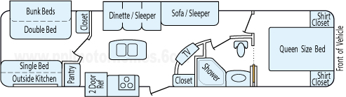 35' 2014 Crossroads Longhorn w/3 Slides - Bunk House Floorplan