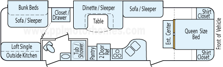 35' 2011 Primetime Lacrosse w/2 Slides - Bunk House Floorplan