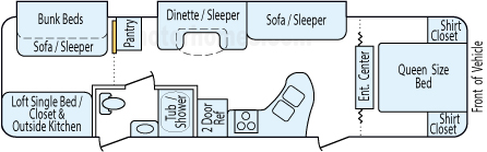 34' 2012 Forest River Tracer Executive w/2 Slides Floorplan