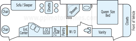 35' 2003 Holiday Rambler Presidential w/2 Slides Floorplan