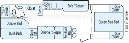 31' 2009 R-Vision Trail Cruiser w/Slide - Bunk House Floorplan