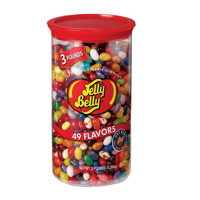 49 Assorted Jelly Bean Flavors - 3 lb Clear Can