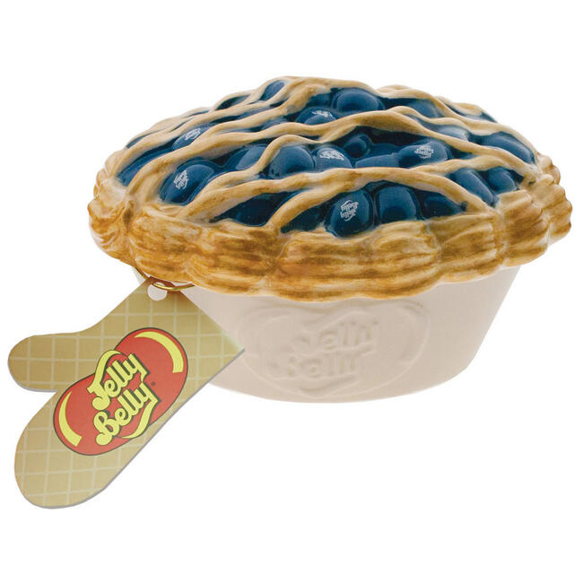 Ceramic Blueberry Pie-Shaped Candy Dish with Blueberry Jelly Beans