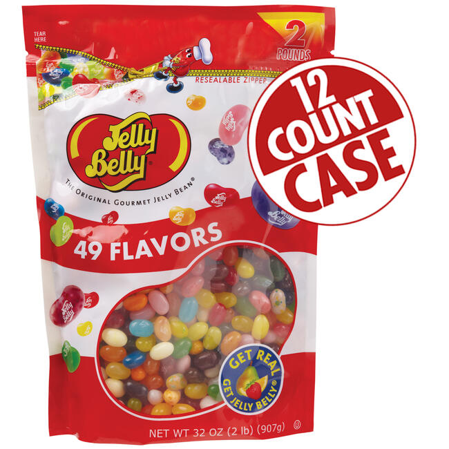 49 Assorted Jelly Bean Flavors - 2 lb Pouches - 12-Count Case