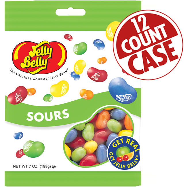 Sours Jelly Beans - 7 oz Bag - 12-Count Case