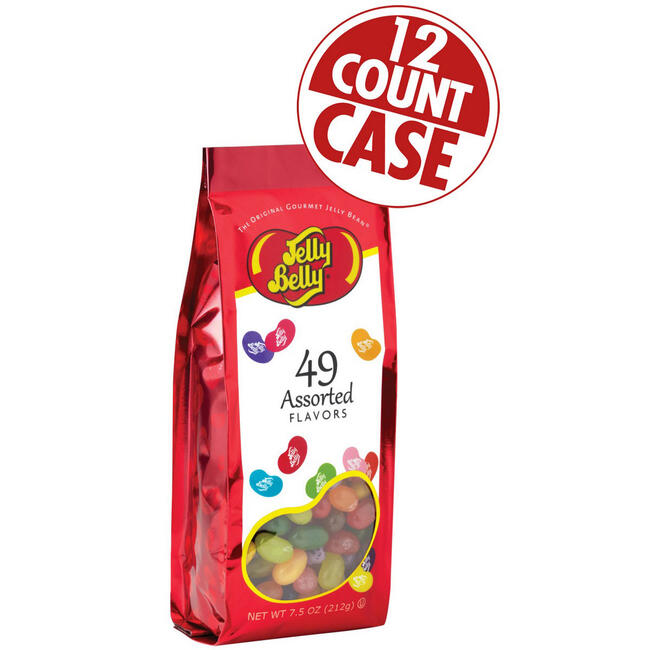 49 Assorted Jelly Bean Flavors - 7.5 oz Gift Bags - 12-Count Case